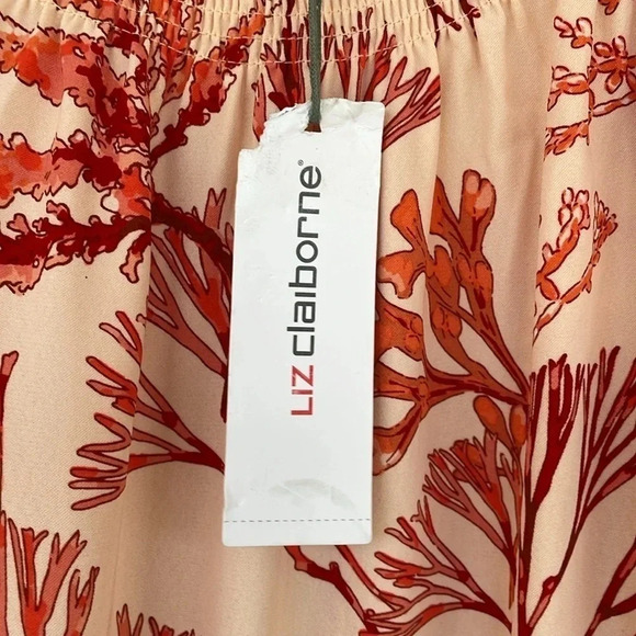 Liz Claiborne Peach Floral Peasant Boho Ruffled Dress - Picture 5 of 9